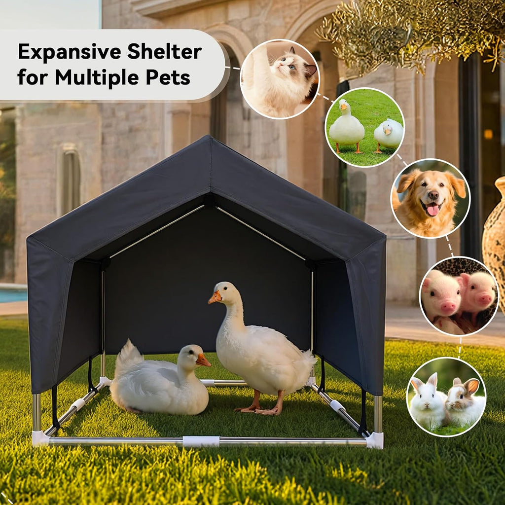 Outdoor Dog House Tent, Stainless Steel Frame Dog Shade Shelter, Medium Dog