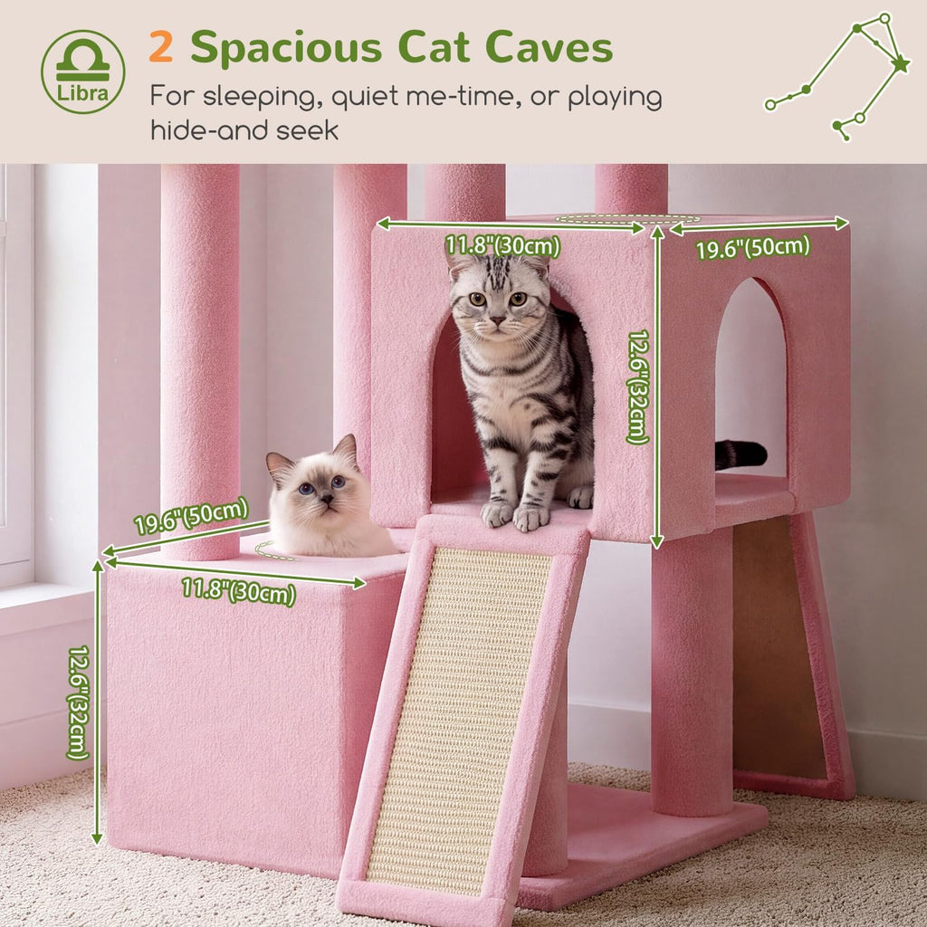 Globlazer Z78 Heavy Duty Cat Tree for 20lbs Large Adult Cats, Pink