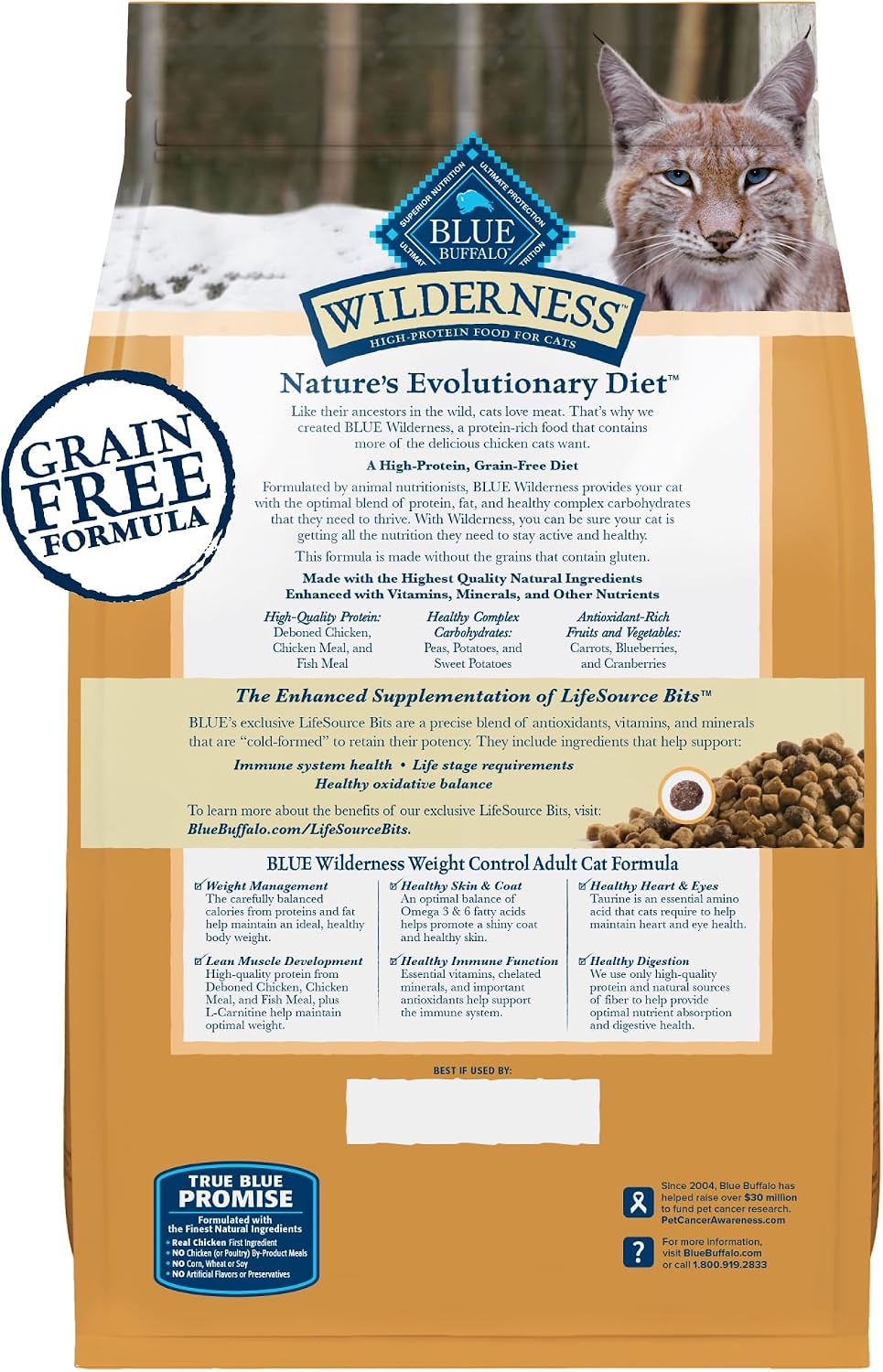 Blue Buffalo Wilderness Chicken Weight Control Dry Cat Food, 5 lb