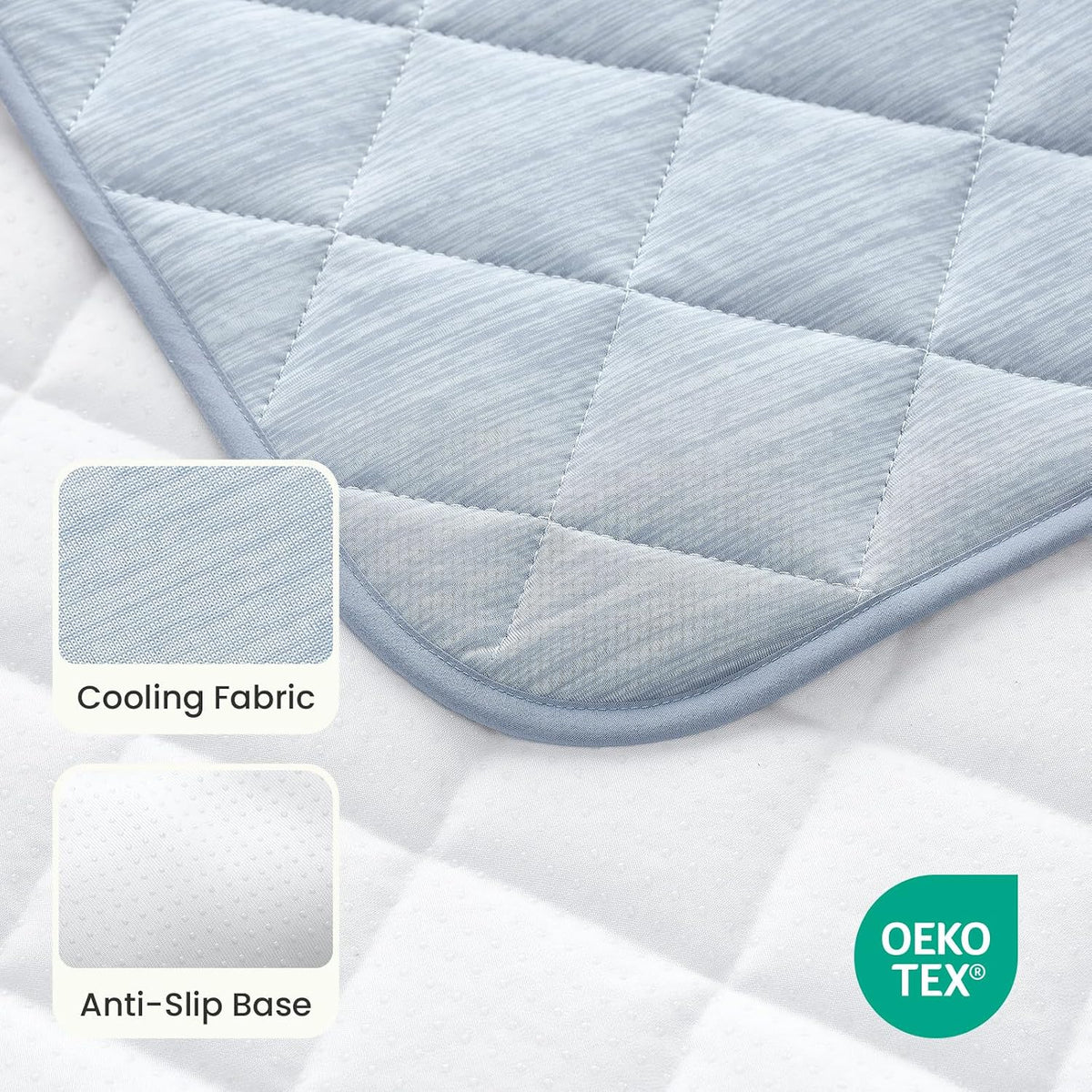 COZY KISS Dog Cooling Mat 27"x36" Q-Max>0.4, Waterproof Pet Bed Cover, Non-Slip Dog Bed Mat, Washable Cooling Pad for Small Dogs, Cats, Crate, Couch, Furniture Protector(Blue)