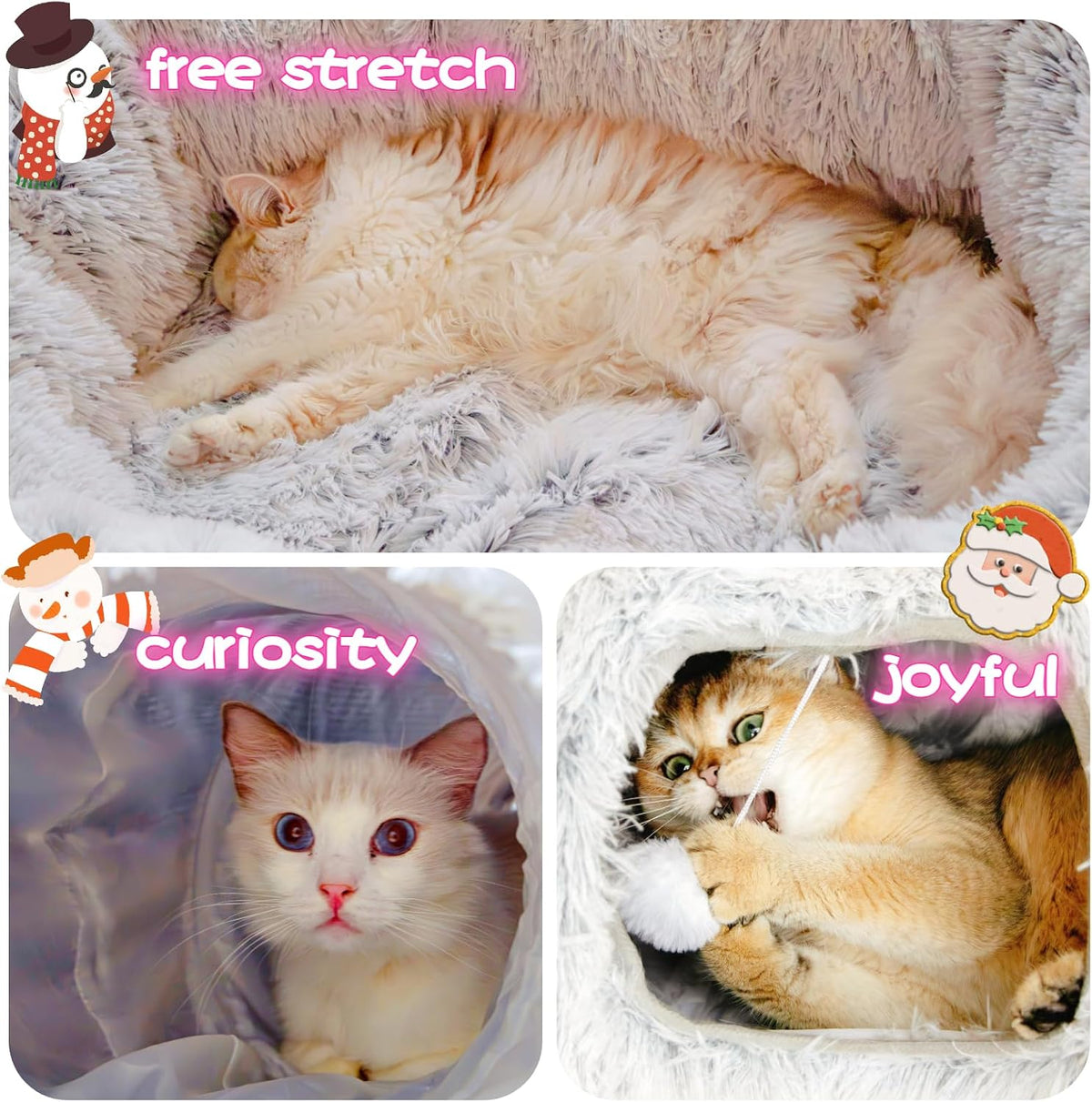 XxingSheep Extra Large Cat Tunnel Bed Plush Cat Cave for Indoor Adult Cats
