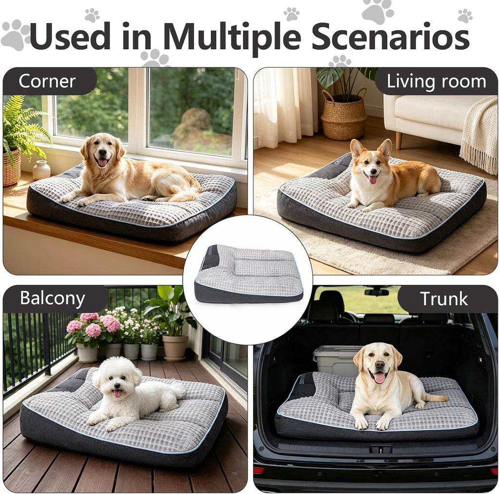 Orthopedic Large Dog Bed,Removable Washable Cover 39"x30"x8" 90lbs Grey