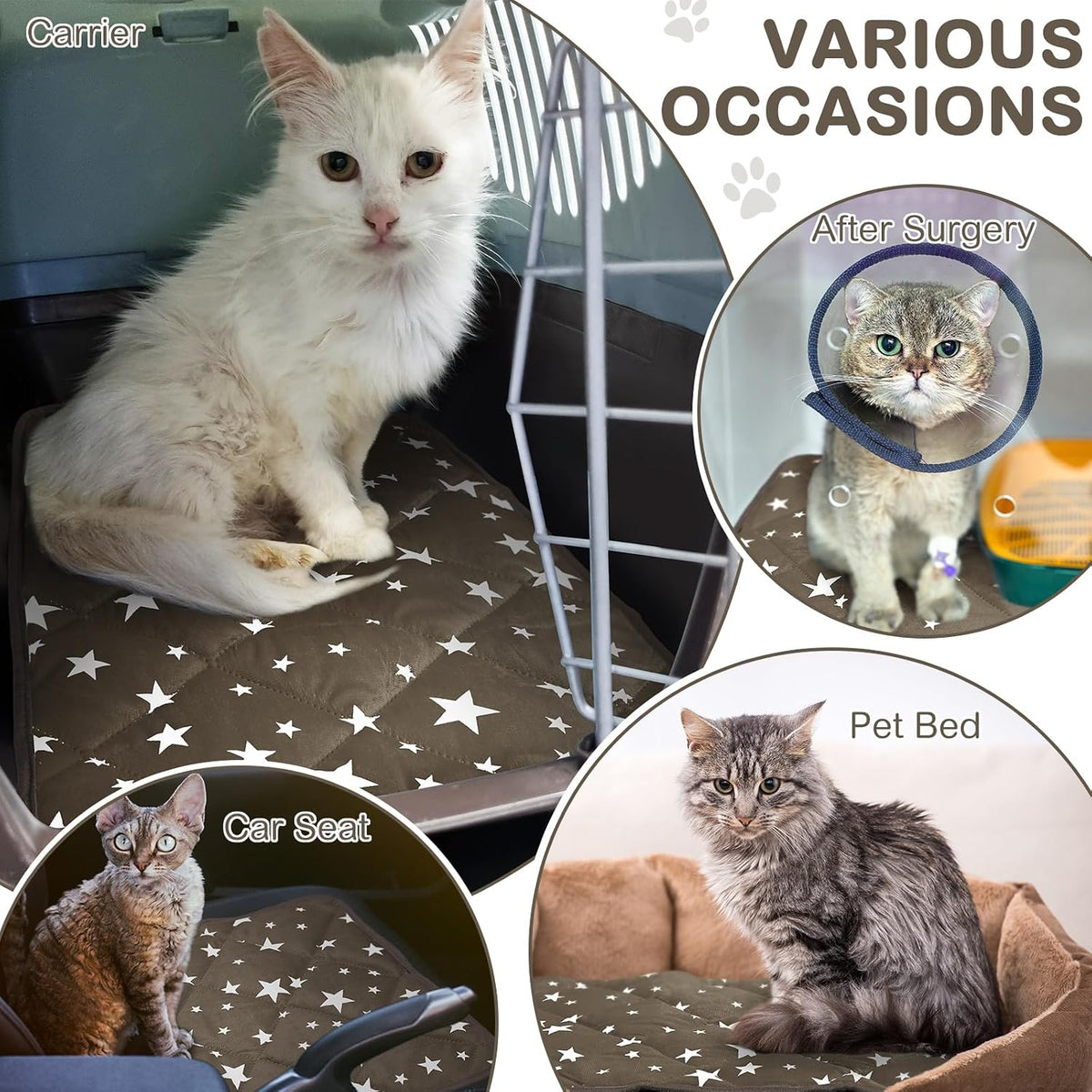 Namalu 4 Pack Self Warming Cat Bed, Brown, 18'' X 24'', Rectangle