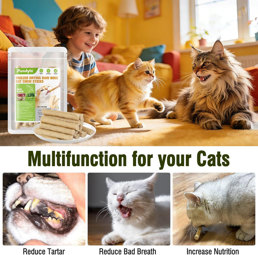 Freezed Drying 100g Cat Chew Sticks Quail Flavor, Cat Teething Sticks for Teeth Cleaning Dental Care, Cats Chew Toys for Fresh Breath