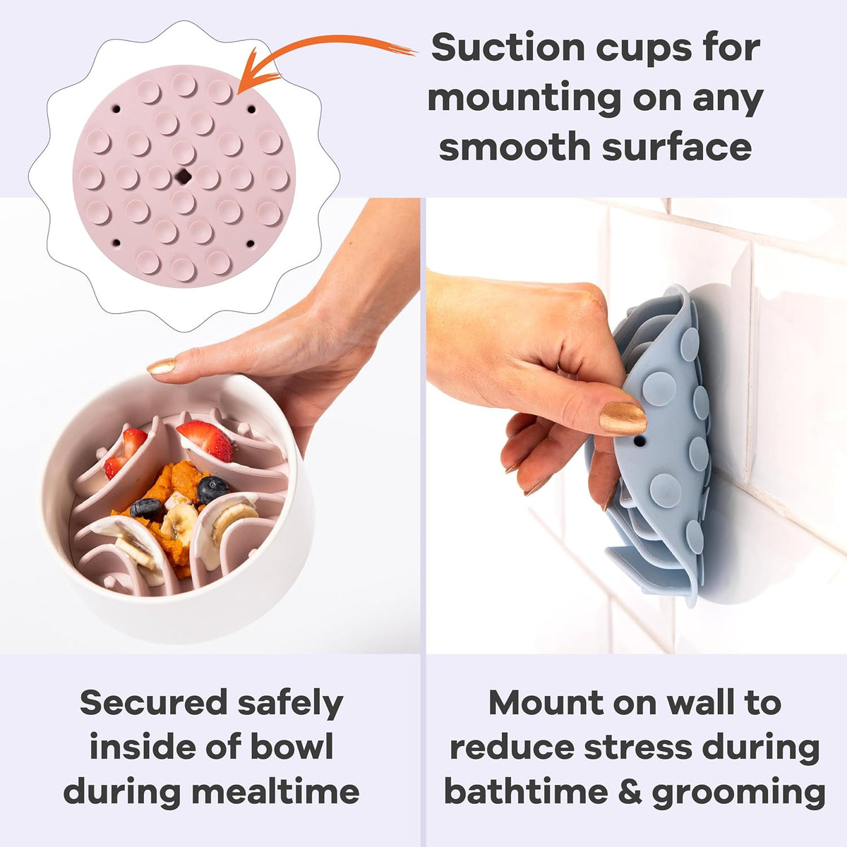 Great Vibes - Silicone Slow Feeder Insert for 6 Inch+ Dog Bowl (Mauve)