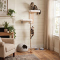 Cat Wall Shelves Set with 2 Washable Beds & 4.92FT Scratching Post