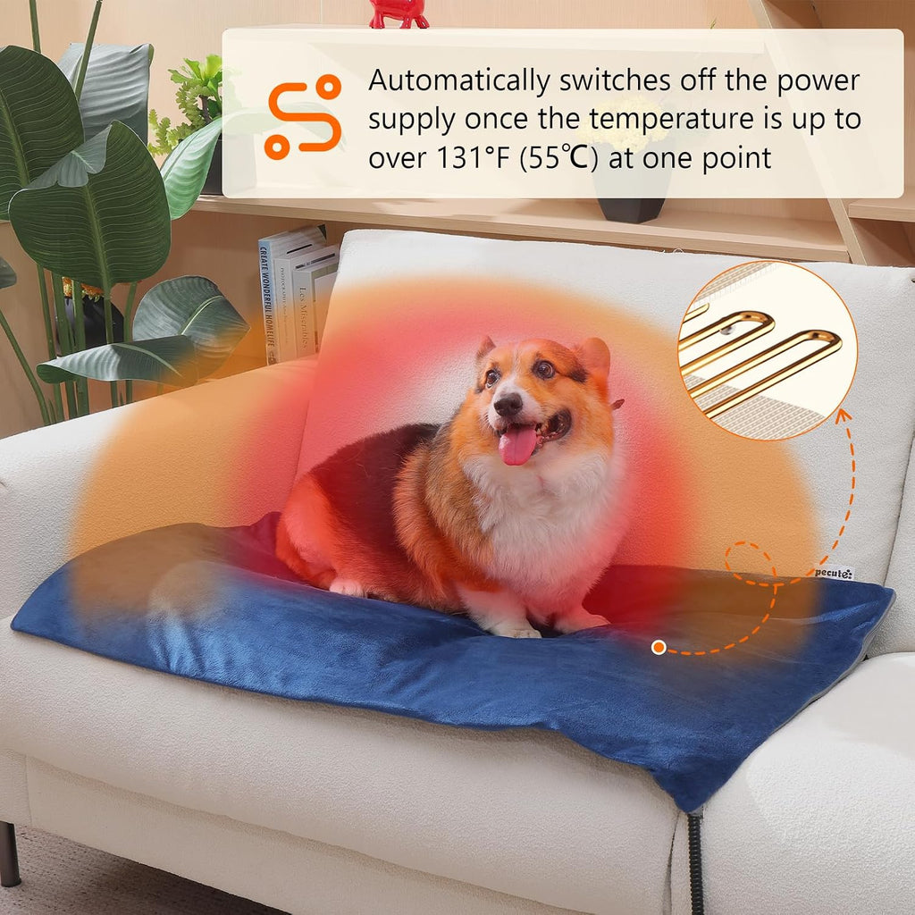 Pecute Pet Heating Pad, 6 Adjustable Temperature with Timer, 27.5" x 15.7"