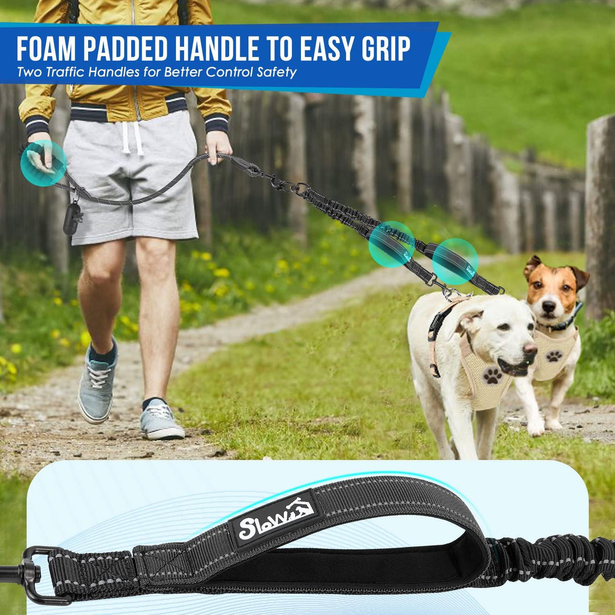 Lukovee Double Dog Leash, Heavy Duty Lead, No Tangle, M