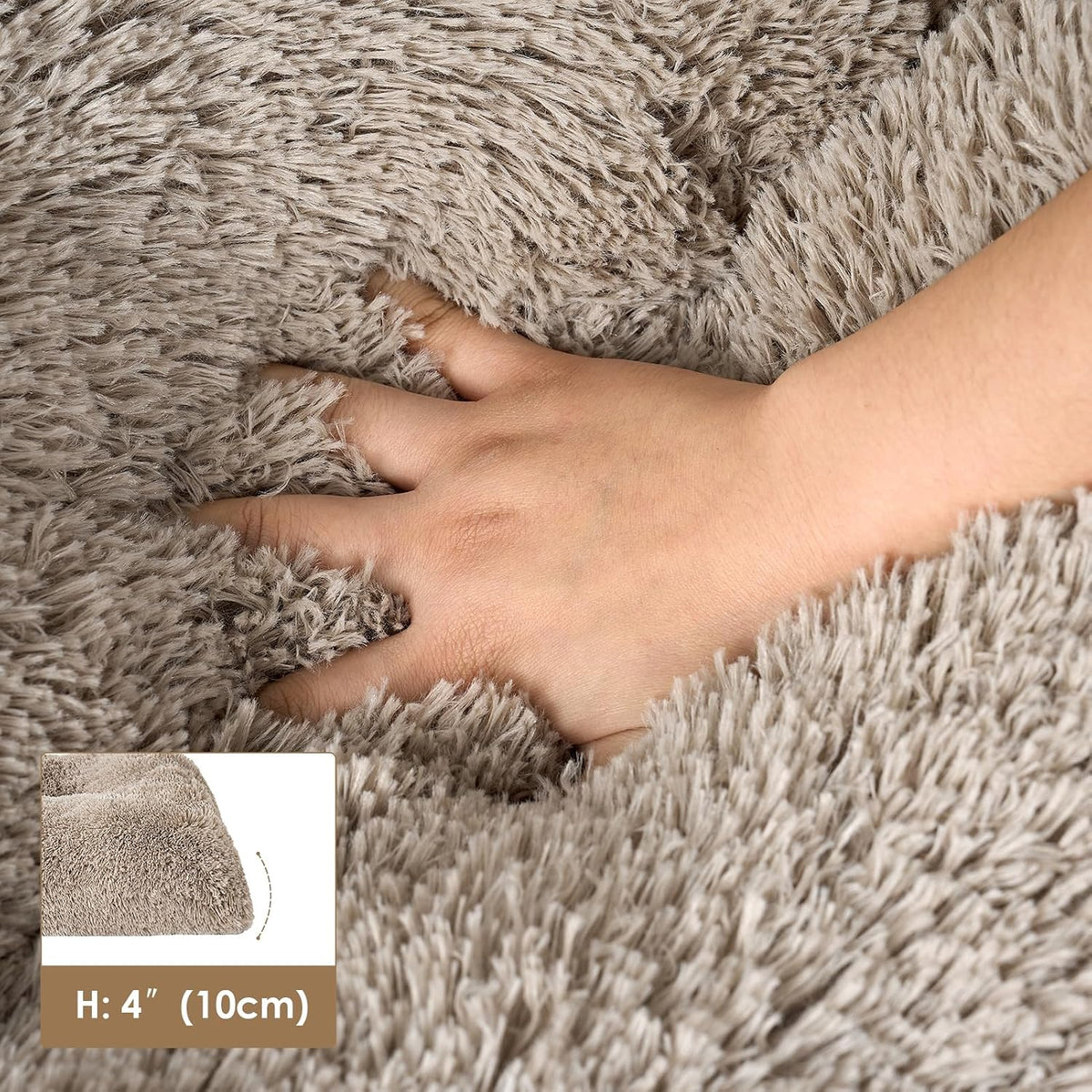 EHEYCIGA Fluffy Dog Crate Bed for Medium Dogs, Plush Crate Pad, Taupe