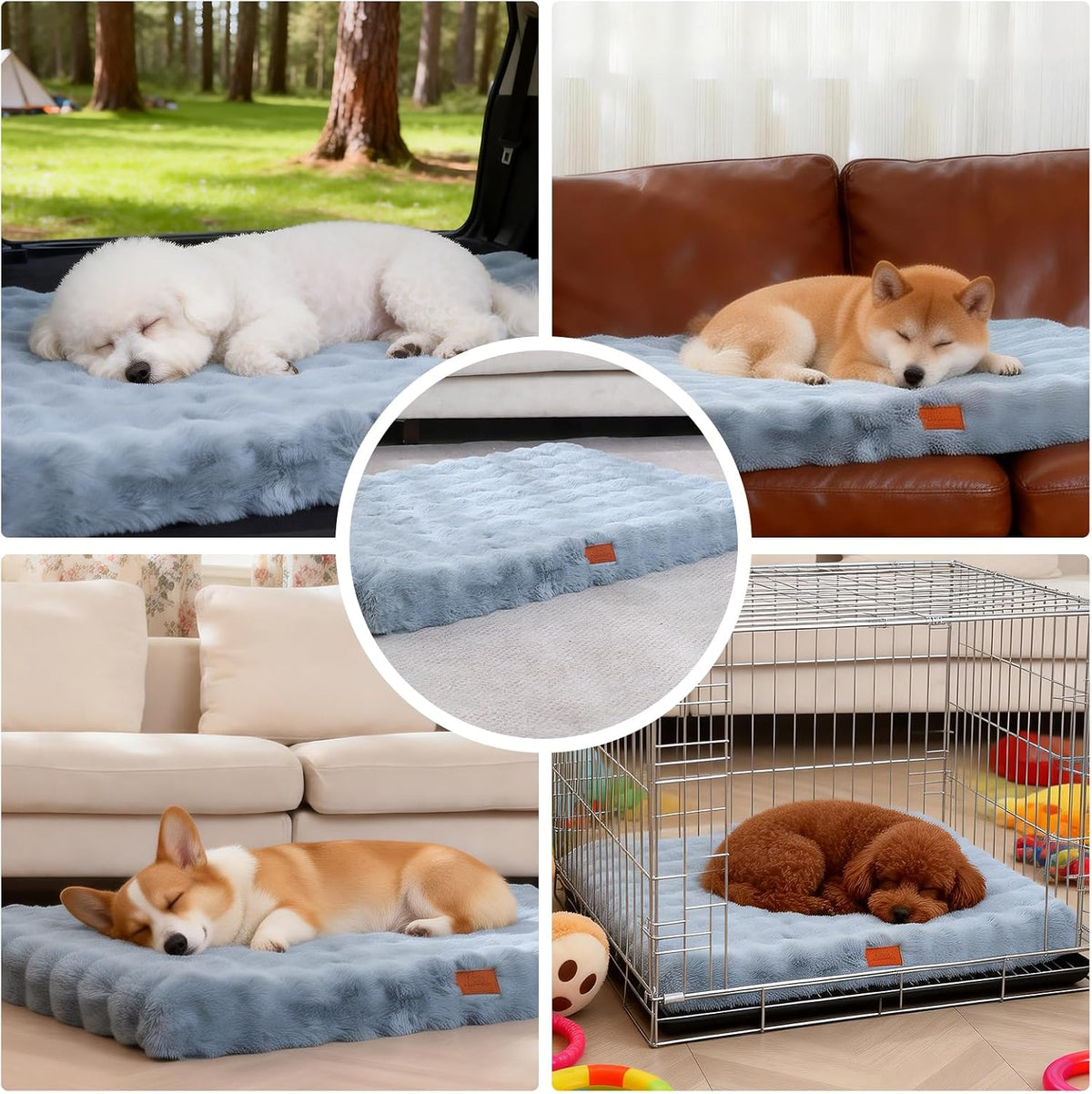 Washable Dog Bed Medium Size Dog,Orthopedic Crate Pads,36x27in Blue-Grey