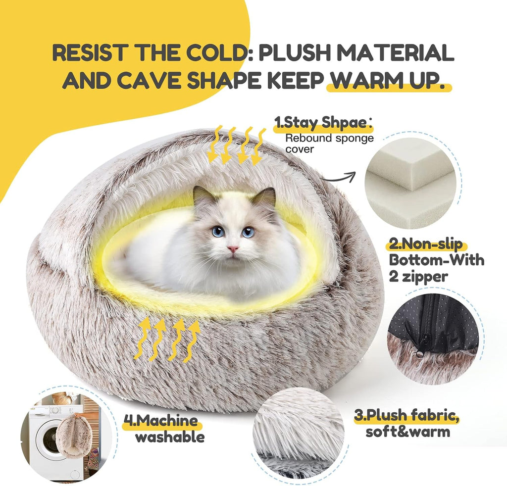 CATISM Cat Bed, Cat Beds for Indoor Cats with Covered Hooded