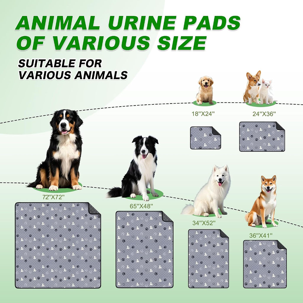 WanpeeGoo Washable Pee Pads for Dogs, Waterproof, 24 x 48 in, 2 Pack, Gray | Super Absorbent, Waterproof and Non-Slip; Washable, Reusable Dog Pads for Crates, Playpens, Floors, Furniture and Travel