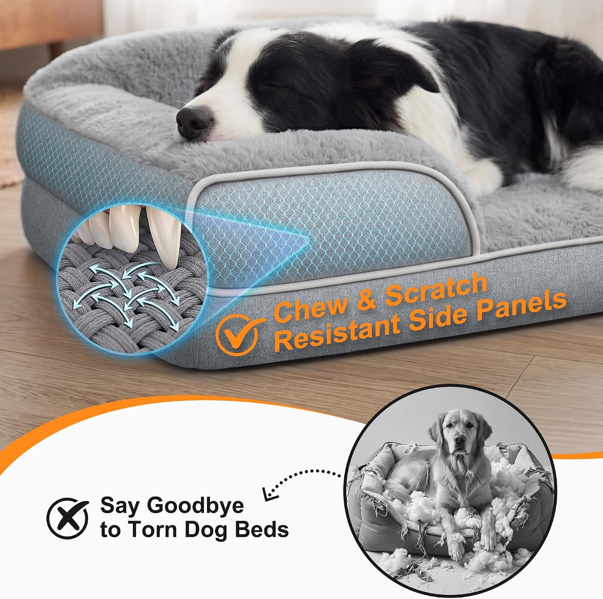 Extra Large Orthopedic Dog Bed, 45"x30", XL Washable Pet Couch Bed