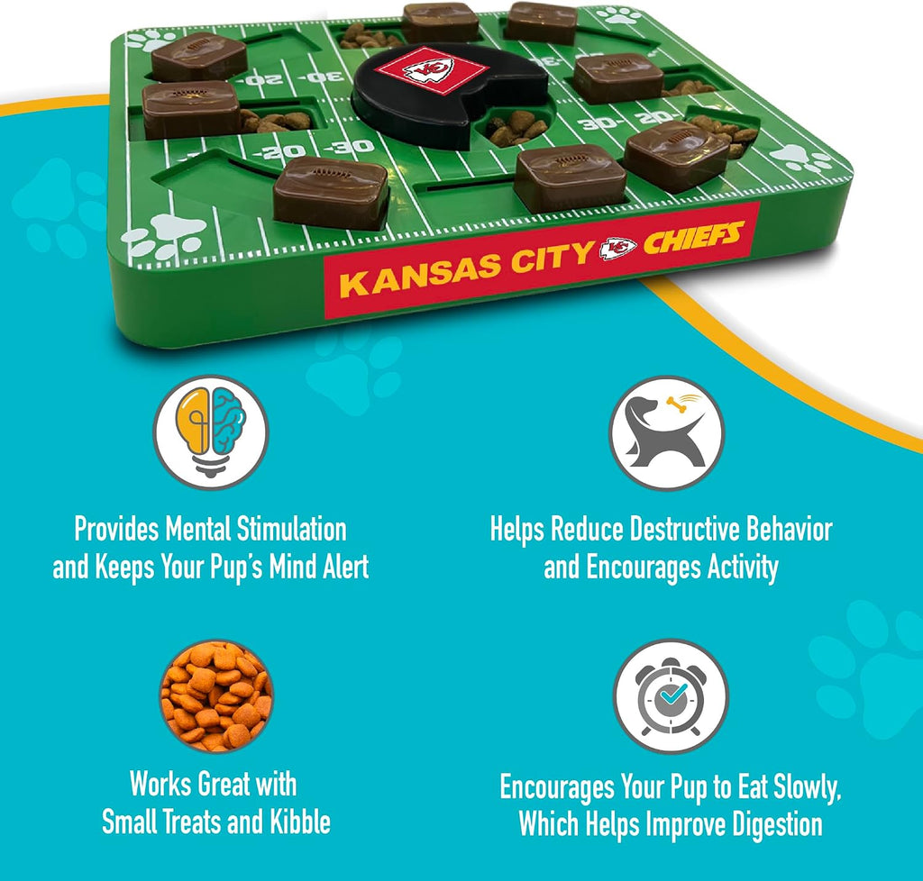 Pets First NFL Kansas City Chiefs Puzzle Toy for Dogs, Slow Feeder Board for Pets, Interactive Doggie Treat Toy