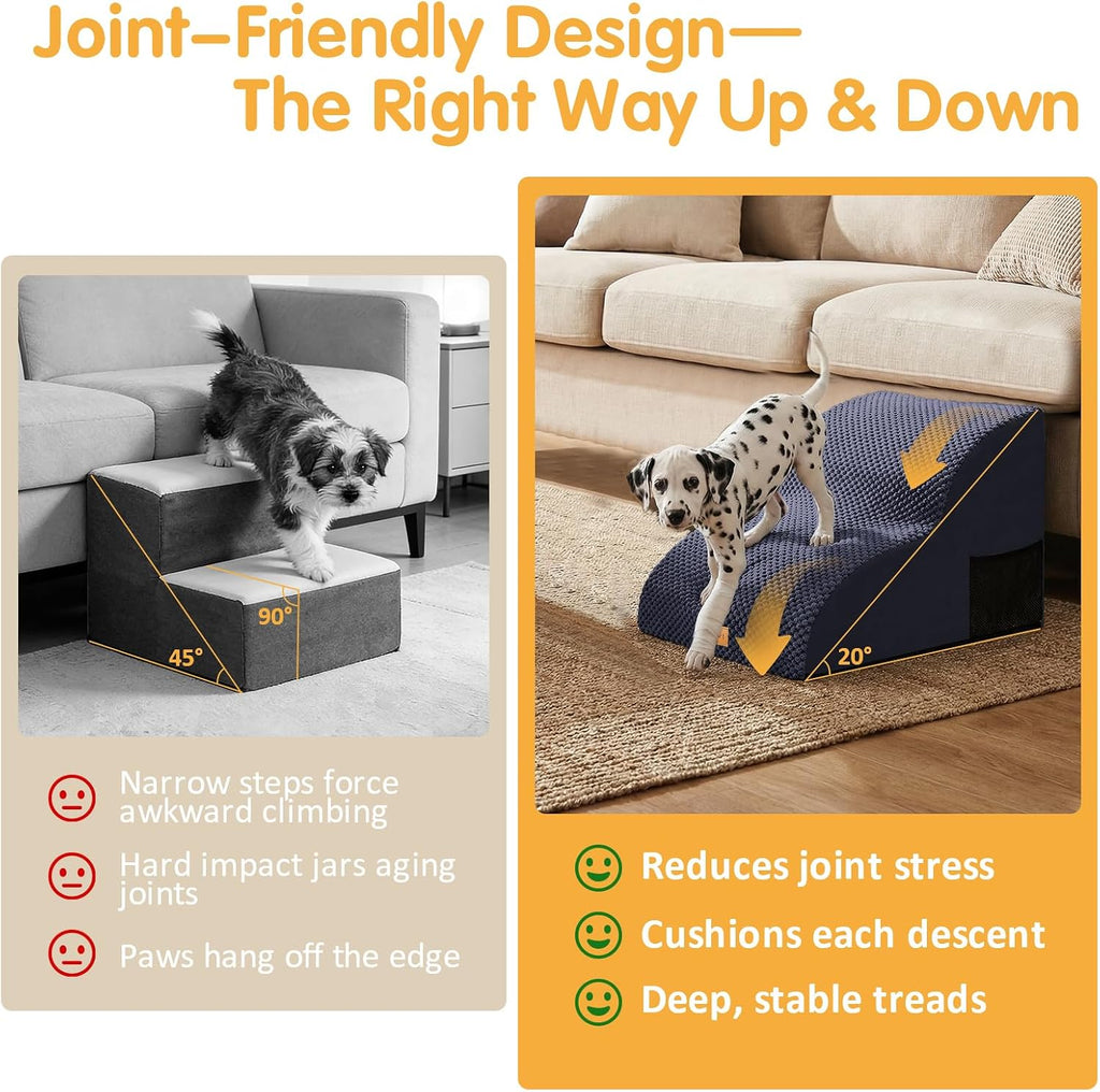 Topmart High Density Extended Foam Dog Ramp&Steps 2 Tiers,11.8" High