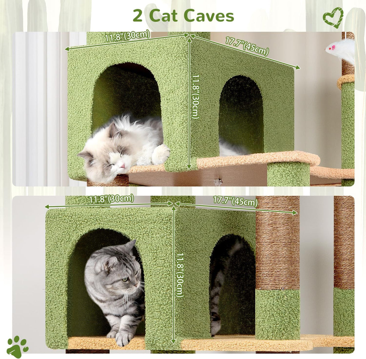 Globlazer Sturdy Extra Large Cactus Cat Tower for Indoor Cats, S81C, Green