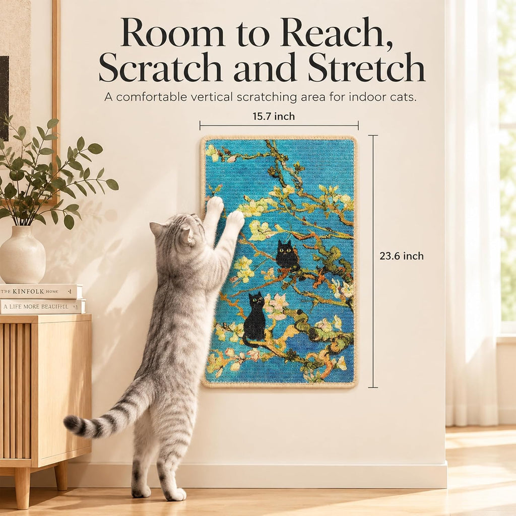 Art Sisal Cat Scratcher Mat, Cat Wall Scratchers for Indoor Cats