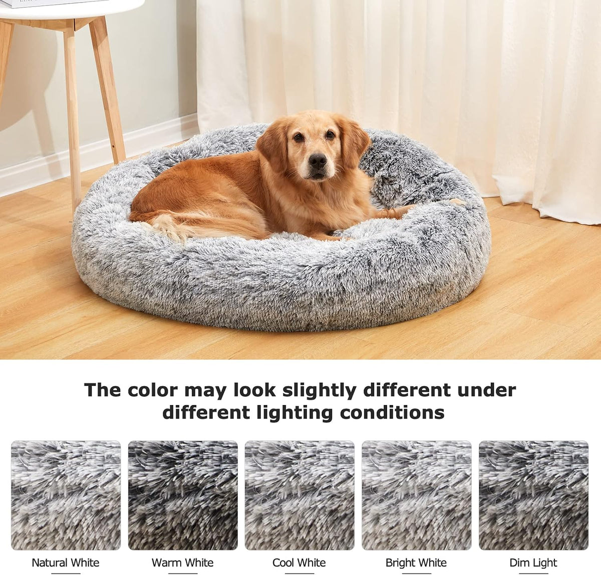 Bedfolks Calming Donut Dog Bed for Large Dogs,Dark Grey, 36" (Pack of 3)