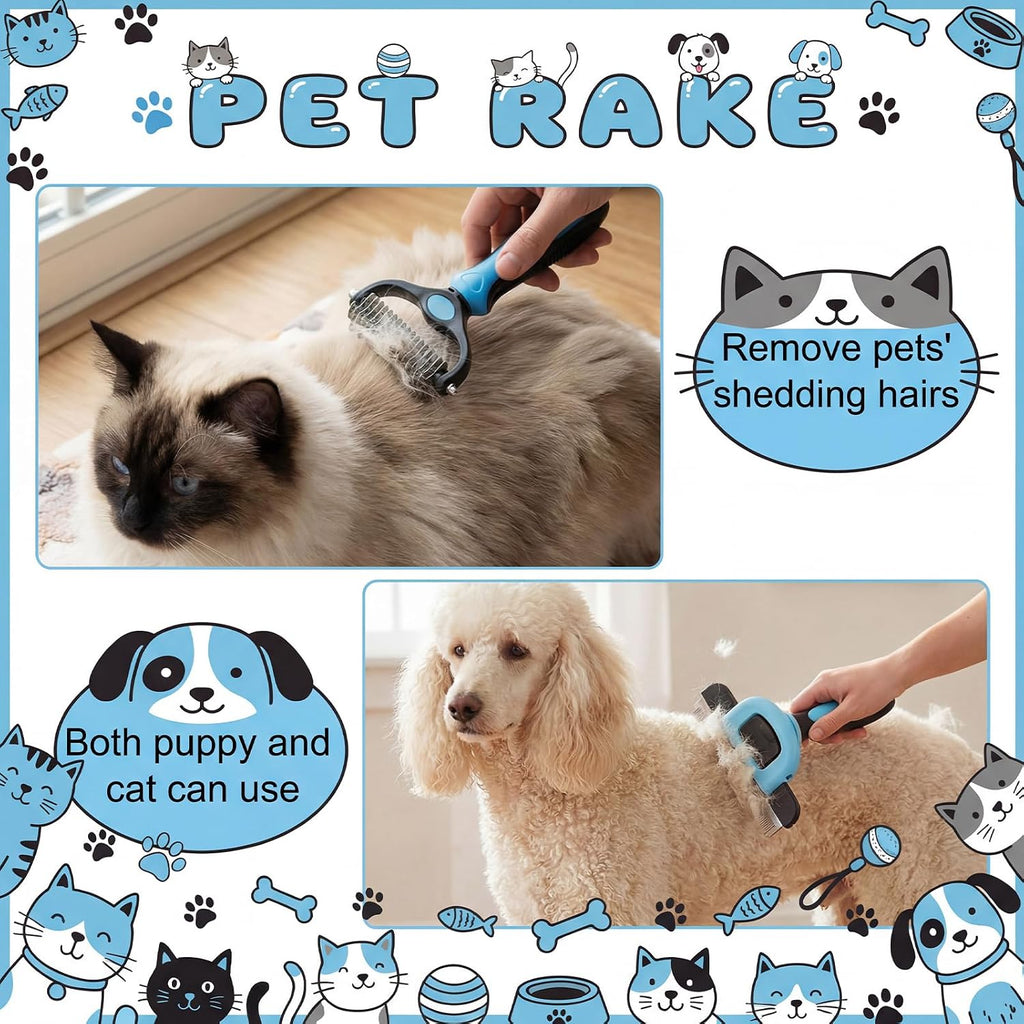 Patelai 4 Pcs Dog Dematting Comb, Blue and Black Modern Grooming Set