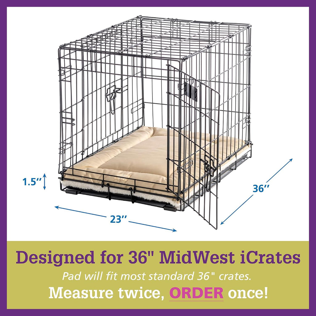 Pet Dreams Dog Crate Pad - Washable Kennel Mat, Crate Pads for Dog Cages, Non-Toxic, Flat Indoor Cat Bed, Fits iCrate 18, 24, 30, 36, 42, 48 Inches (Grey, Large, 36")