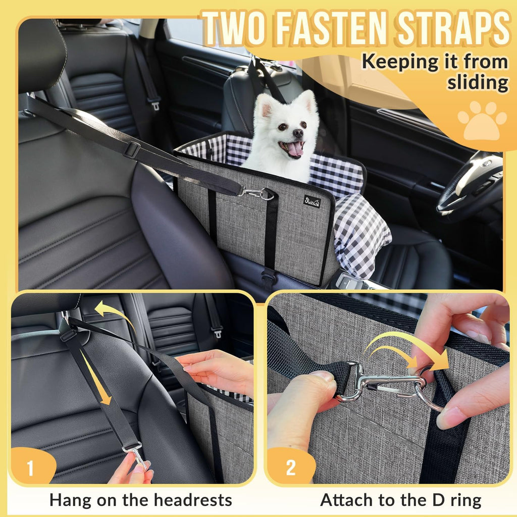 SlowTon Console Dog Car Seat, Dog Booster Seat for Small Dogs Under 11lbs