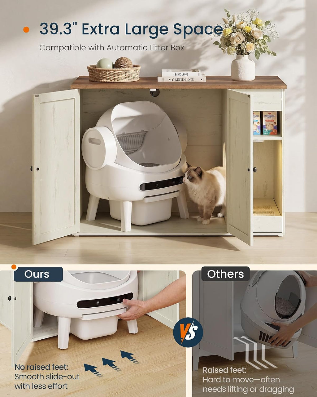 SONGMICS HOME Cat Litter Box Enclosure, Hidden Furniture