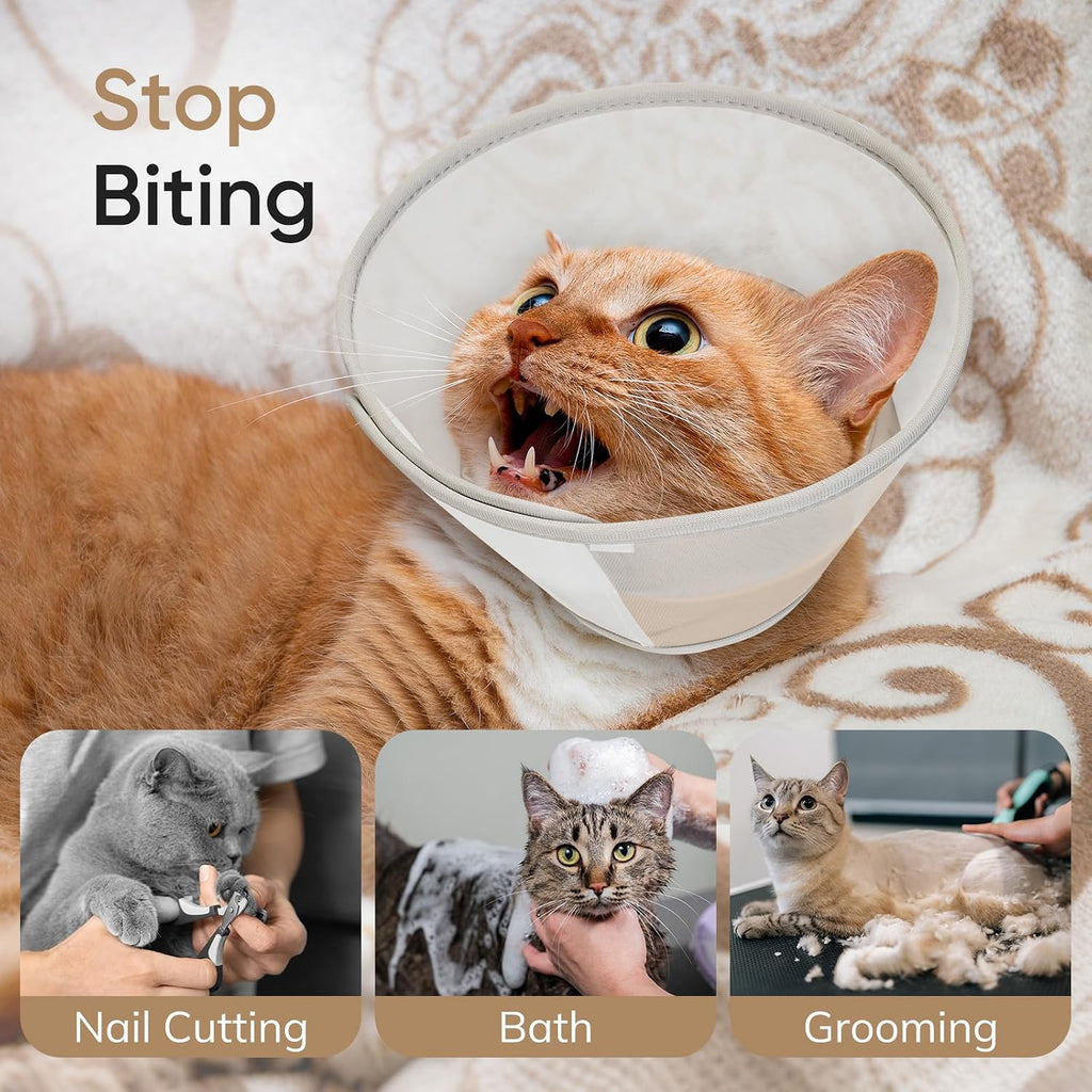 Supet Soft Cat Cone Collar Recovery to Stop Licking Breathable Mesh Surgery