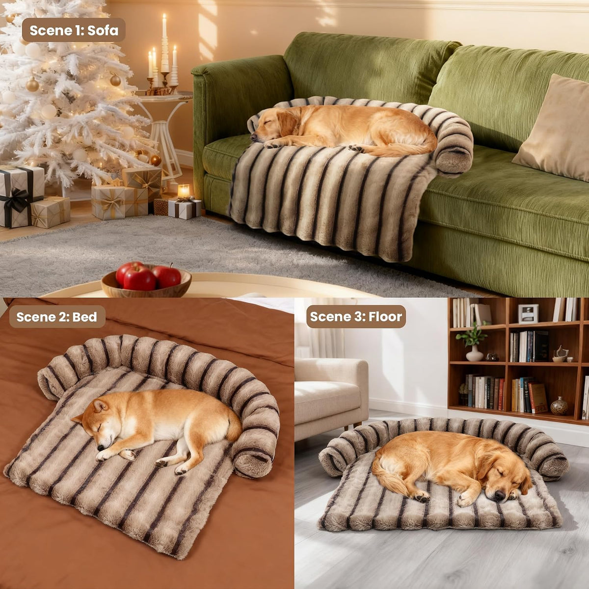 WATANIYA PET Large Dog Couch Bed, Fluffy Washable Couch Protector for Dogs with Removable Cover, Non-Slip Dog Sofa Bed, 41x37 Inch, Brown