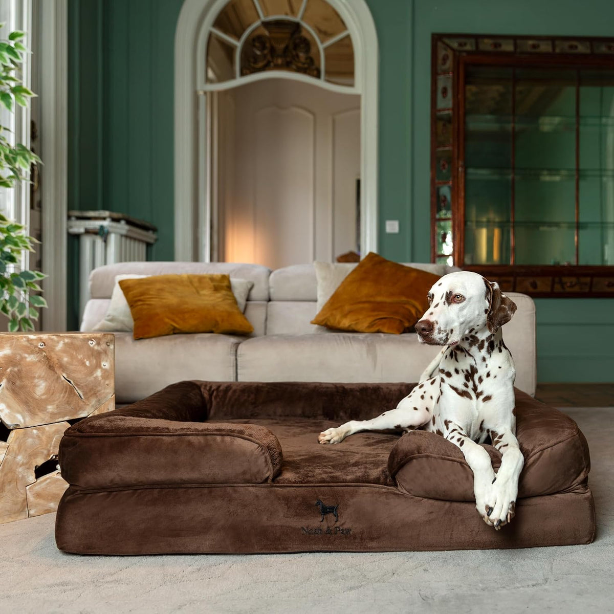 NOAH & PAW Large Dog Bed, Orthopedic Memory Cooling Foam (2X Base) 45x35x11