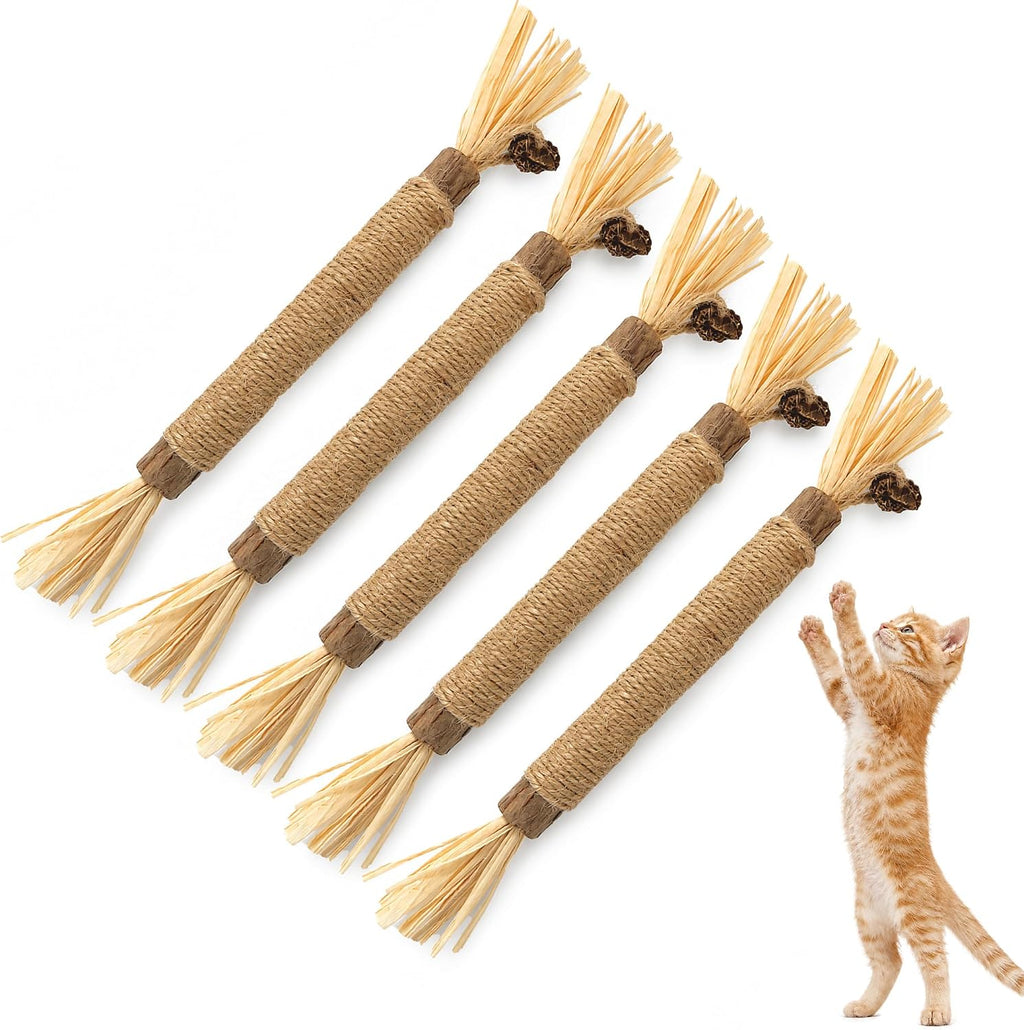 8.66 inches Silvervine Sticks Cat Toys, Natural Catnip Kittens Chew Toy for Teeth Cleaning,Big Catmint Blend Stick, Dental Kitty Chews for Indoor(5 Pack)
