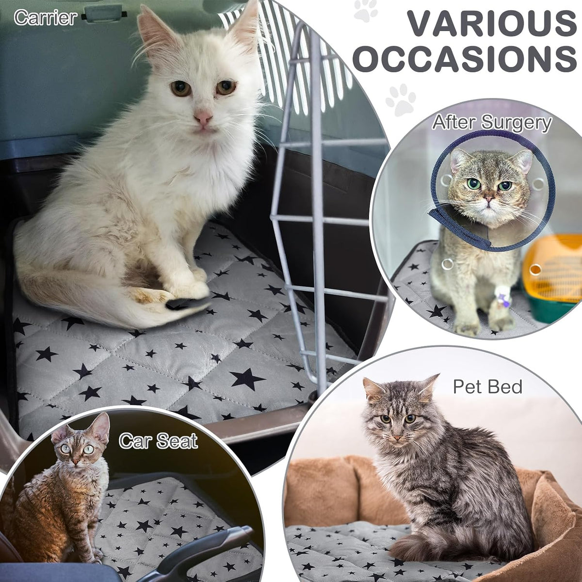 Namalu 4 Pack Self Warming Cat Bed, Gray, 18'' X 24'', Rectangle