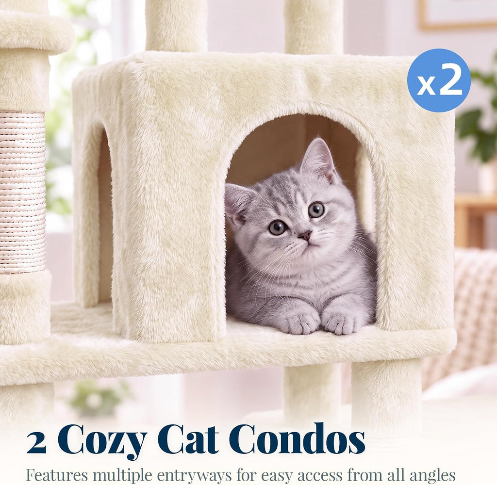 Hey-brother Cat Tree Tower with Stable Extended Base, 3 Platforms, MPJ038M