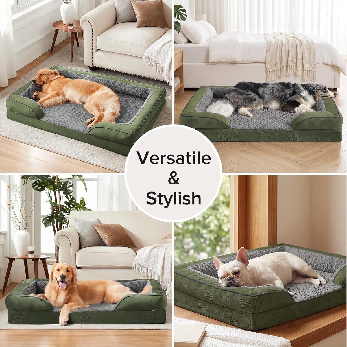 INVENHO XXL Plus Orthopedic Dog Beds Large Sized, XL Washable Dog Sofa with Egg-Crate Foam, Waterproof Lining and Non-Skid Bottom