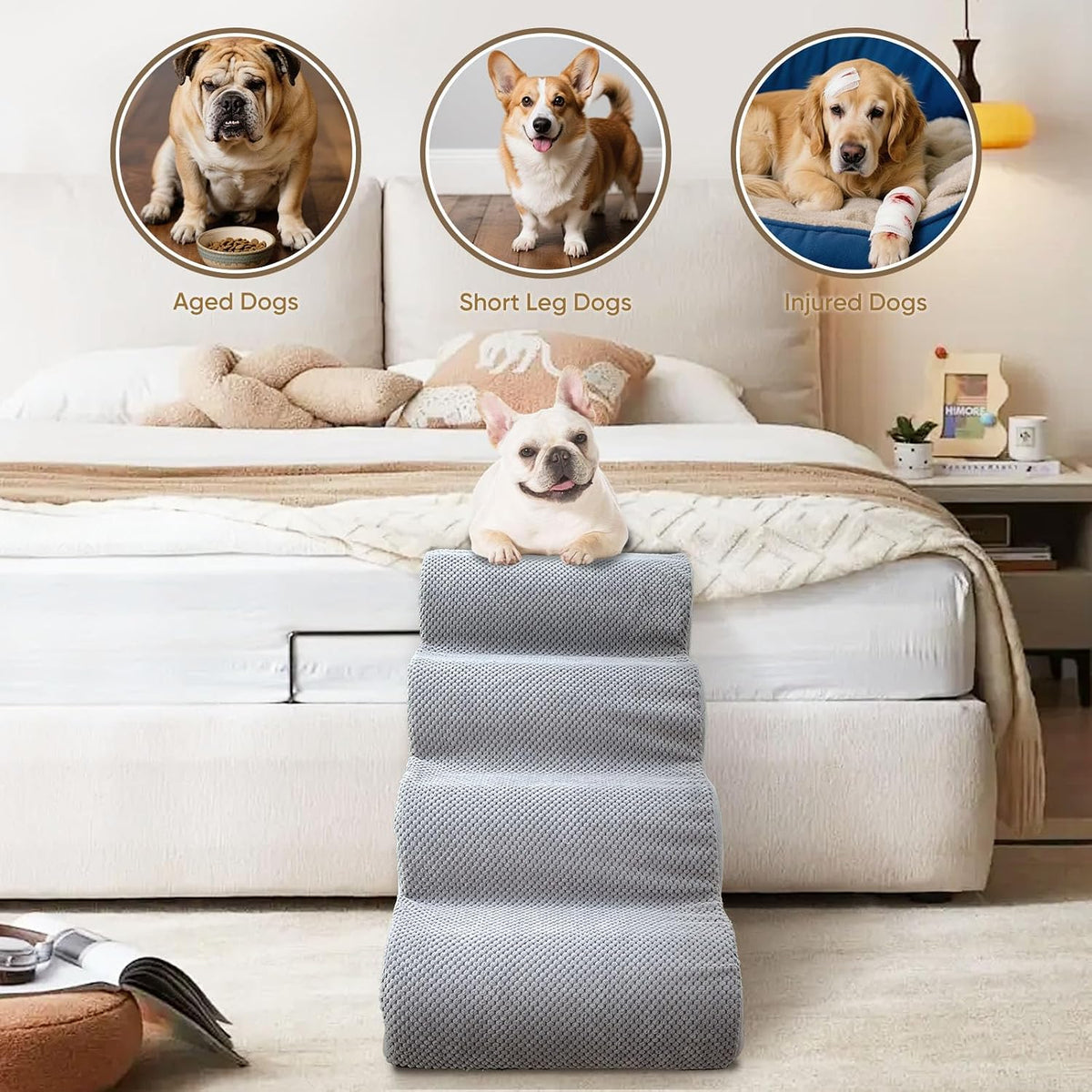 PAWSCRAT 5-Step Pet Stairs for High Beds & Sofas, 22.8''H Dog Stairs