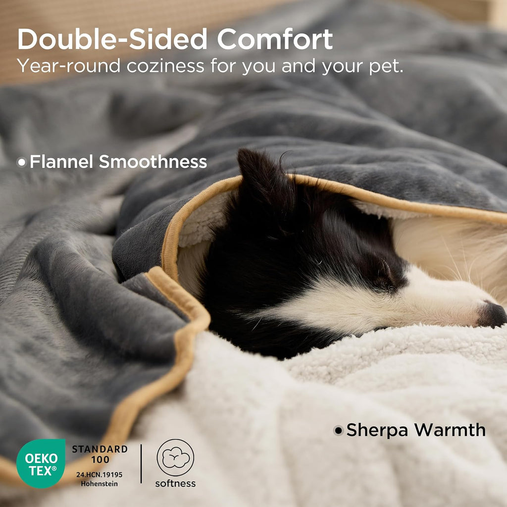 Bedsure Waterproof Blanket for Bed Soft Sherpa Fleece Throw,Queen 90x86