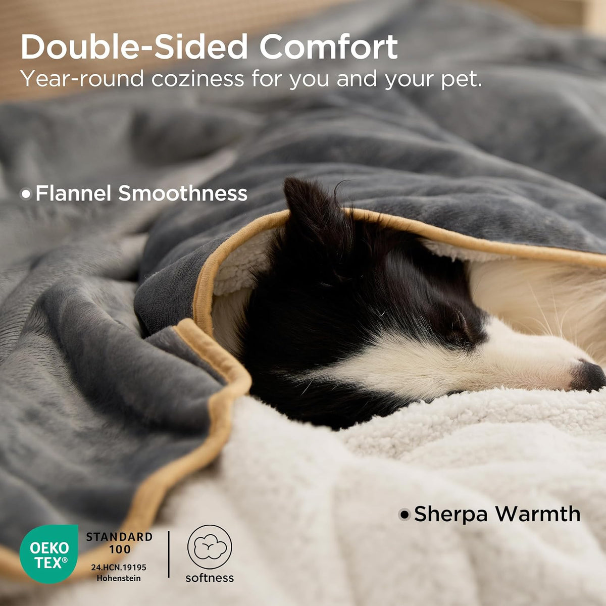 Bedsure Waterproof Blanket for Bed Soft Sherpa Fleece Throw,Queen 90x86