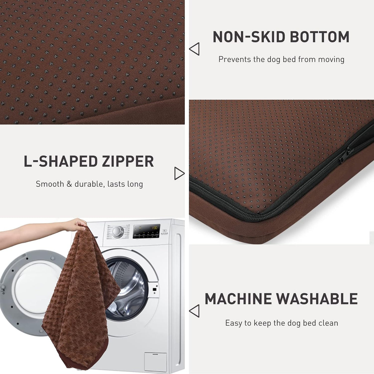 KSIIA Washable Dog Bed for Crate Waterproof for Medium Dogs,35x22 in,Brown