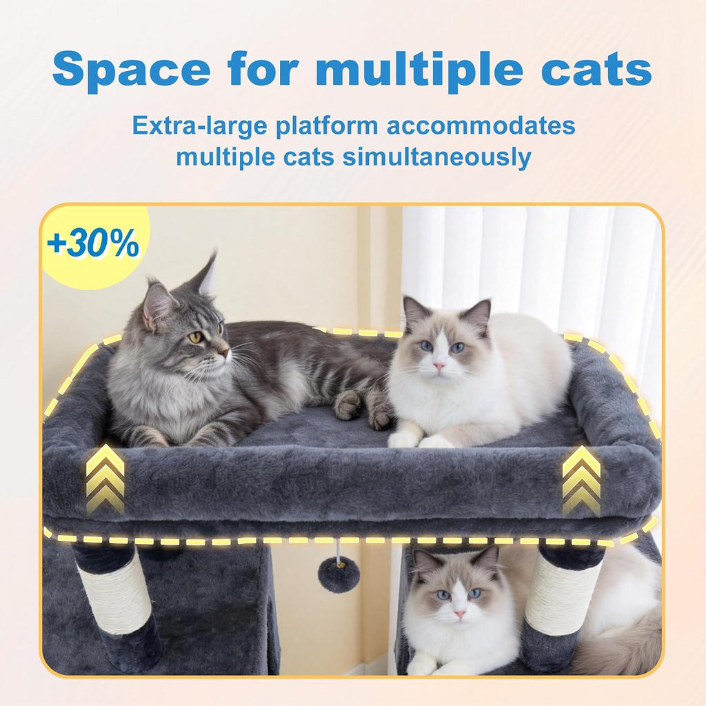 Hey-brother Cat Tree Tower with Sturdy Wide Base, Large Platforms, MPJ083G