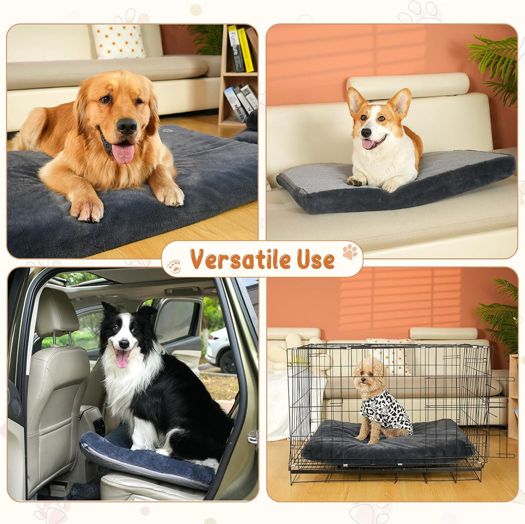 EMPSIGN Dog Bed Mat Crate Pad Mattress, Ultra Soft Pet Kennel, Grey, Large