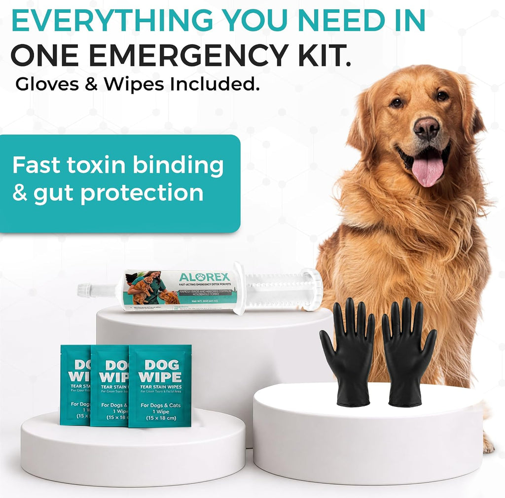 (60ml) Activated Charcoal for Dogs & Cats - Emergency Poisoning Aid Paste | Veterinary-Grade Digestive Aid for Toxin Binding, & Upset Stomach | Fast Acting Pet First Aid Kit