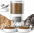 DUMOS 6L Automatic Cat Feeder for 2 Cats, Timed Pet Food Dispenser, White