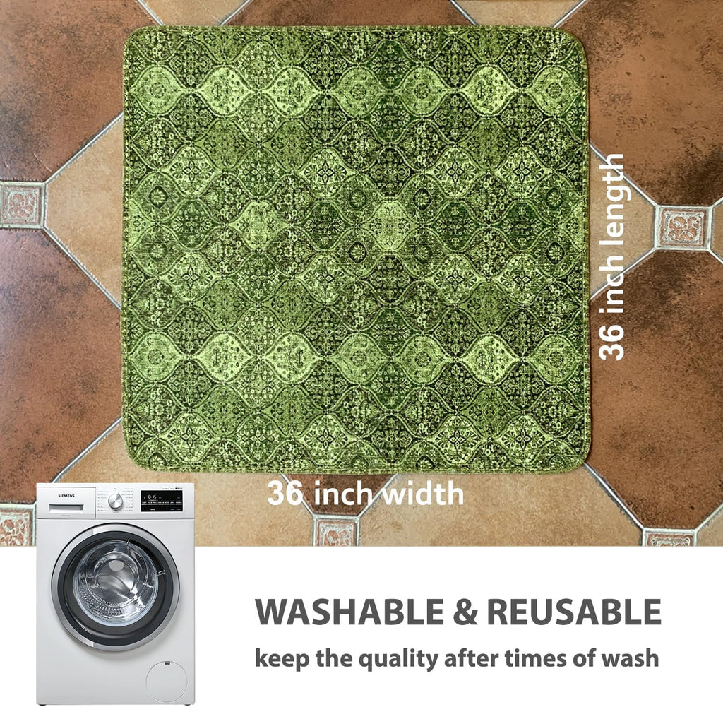 nunubaby Washable Pee Pads for Dogs, Stylish, Non-Slip and Leak-Proof Pee Pads. Reusable Potty Pads for Dogs for Crates and Floors.(Green/Multi,36" x36" )