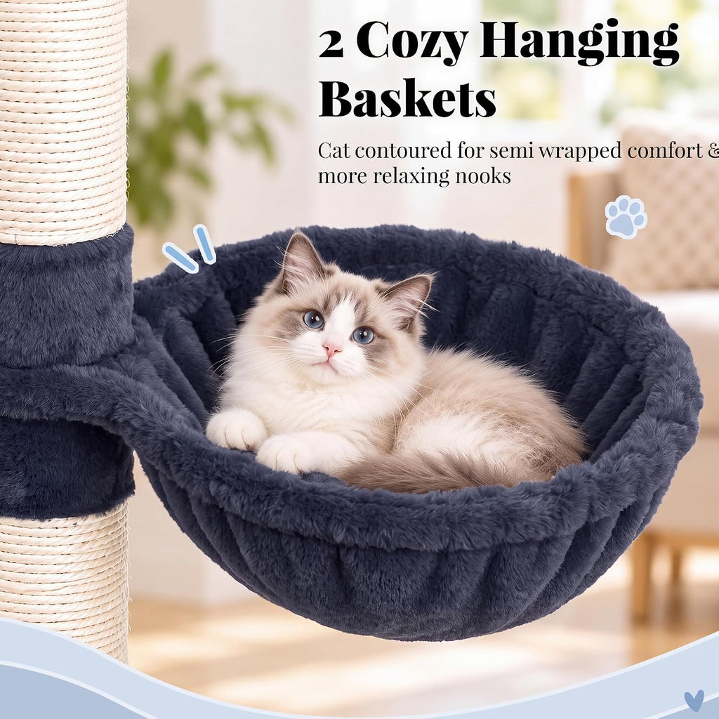 Hey-brother Cat Tree Tower with Stable Extended Base, 3 Platforms, MPJ038G