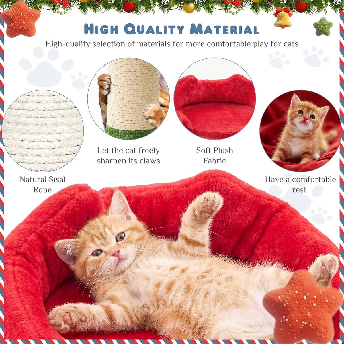54 Inch Cat Tree Tower with Sisal Scratching Post