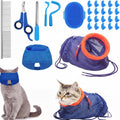 9 Pcs Cat Bathing Bag Set Cat Shower Bag, Navy Blue