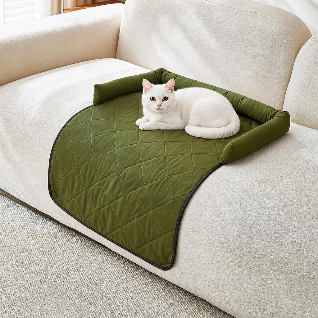 Cooling Dog Bed Mats with Neck & Head Support, 31.5 x 23.62 inch Army Green