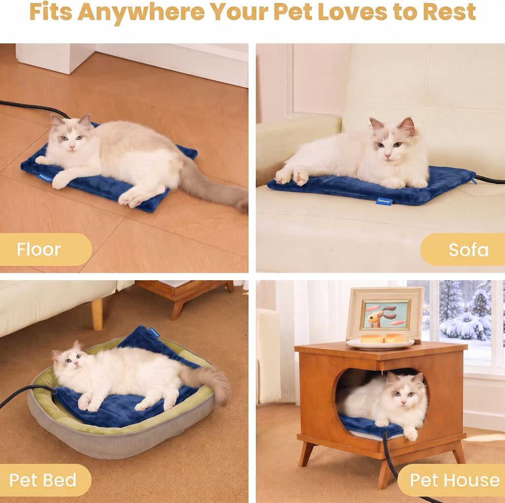 Cat Heating Pad, Heated Cat Bed, MET Safety Listed, Constant Warmth, Blue