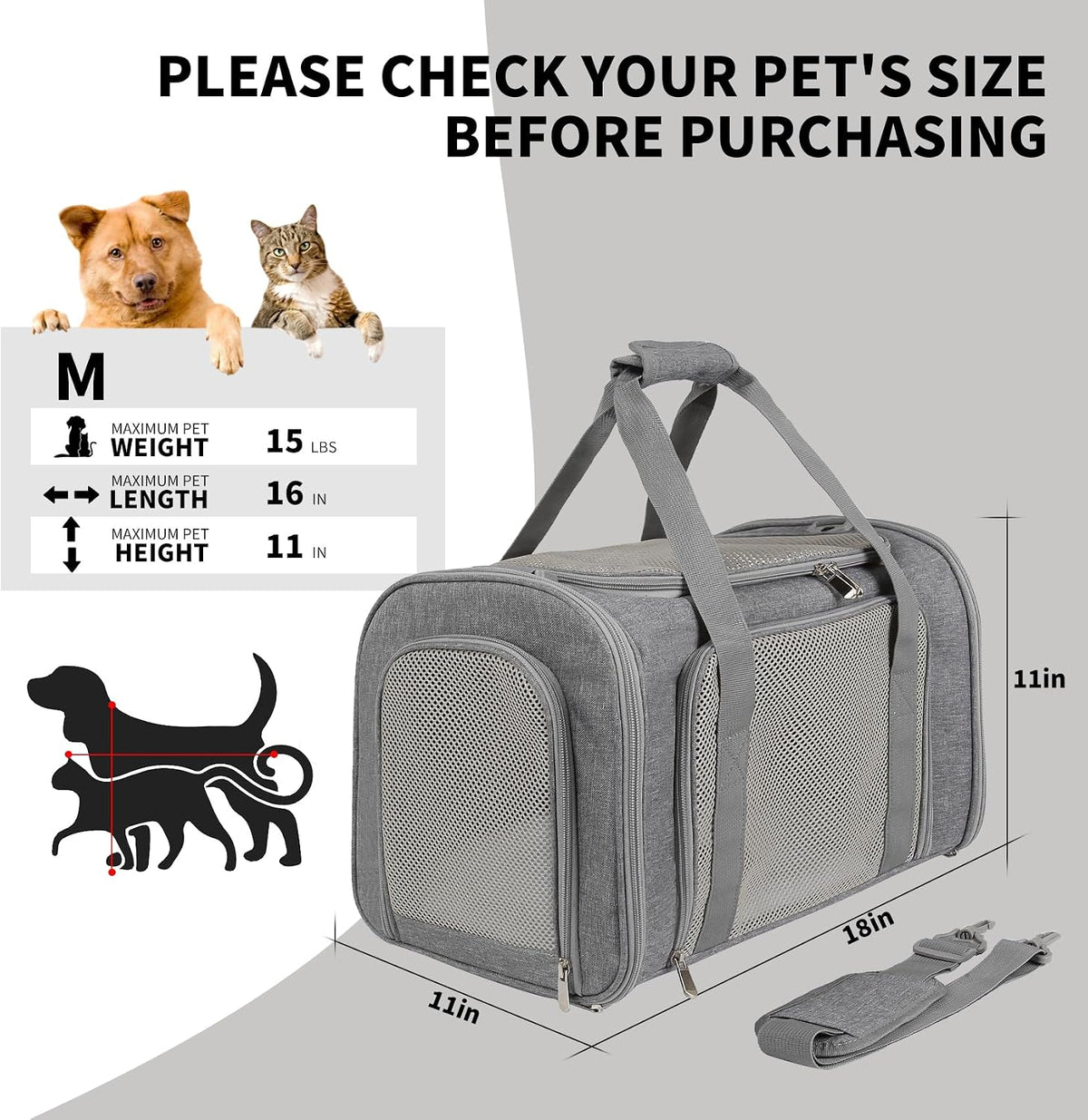 Carriers Soft-Sided Large Pet Carrier for Cats Dogs Small Animals Up to 35Lbs,Top Load Carrier,Ventilated Design,Portable Cat Carrier Airline Approved(X-Large, Grey)