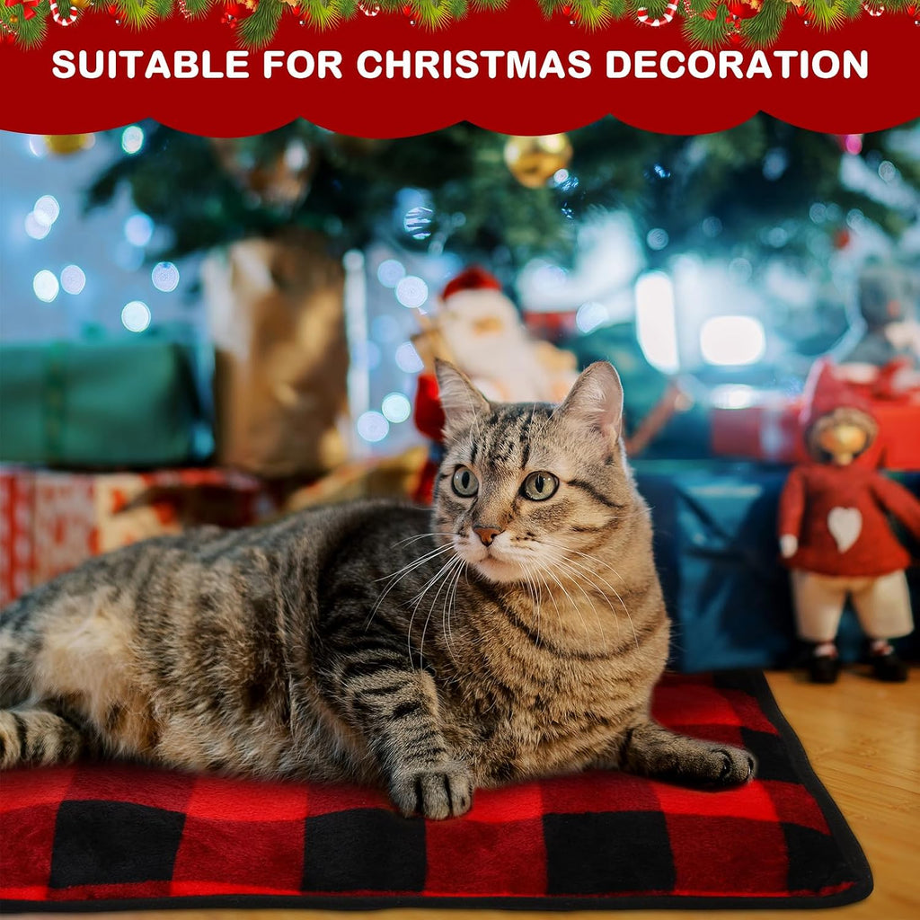 4 Pack Self Heating Cat Pad Self Warming Dog Mat, Plaid, 16 x 20 Inch