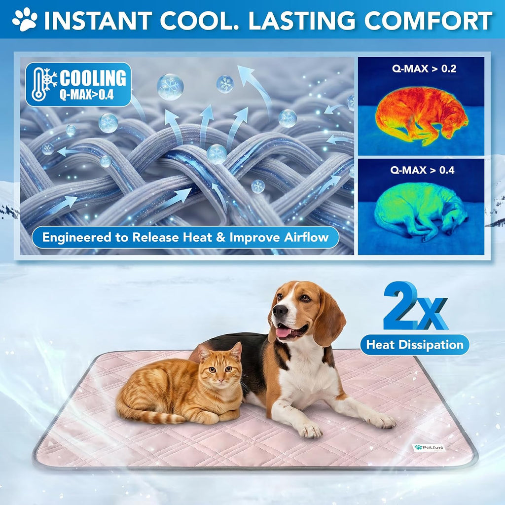 PetAmi Waterproof Dog Cooling Mat Pet Pad for Crate Couch Bed, Pink, 29x40